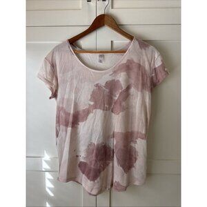 Alternative Pink Watercolor Round Neck Short Sleeve T-Shirt Modal Blend Soft Med